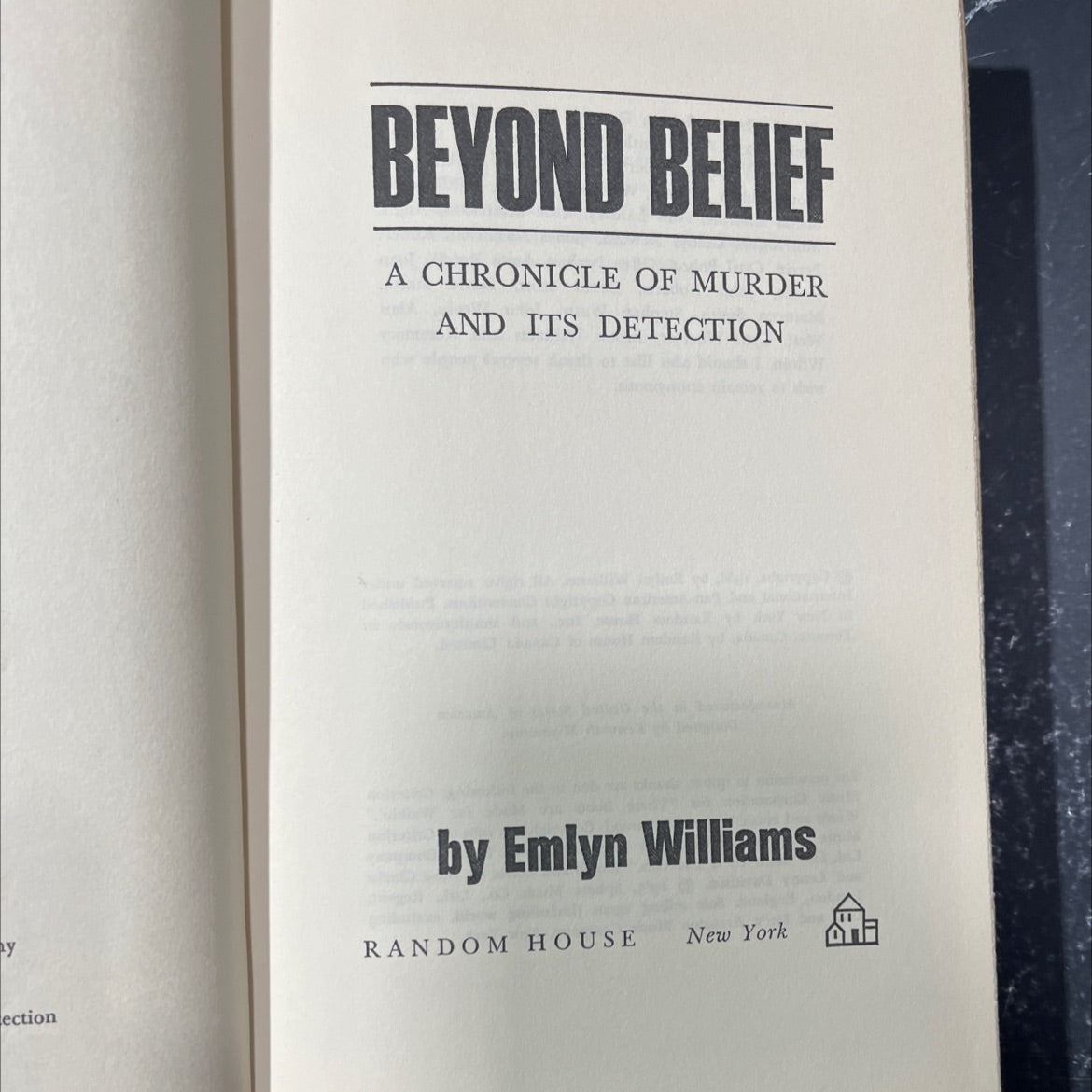 beyond belief a chronicle of murder and its detection book, by emlyn williams, 1968 Hardcover image 2