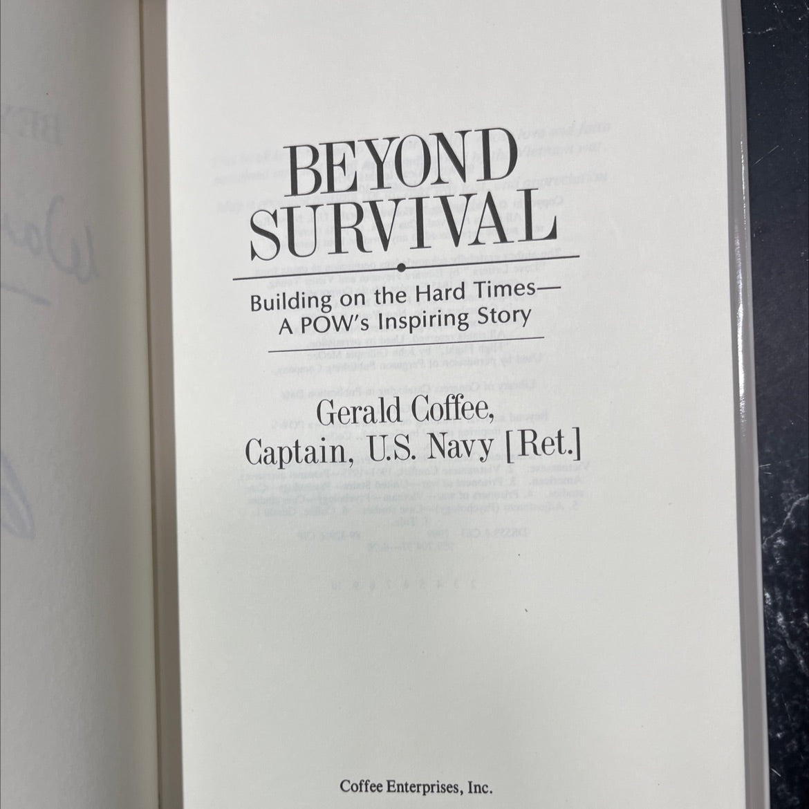SIGNED beyond survival building on the hard times-a pow's inspiring story book, by gerald coffee, 1990 Hardcover image 2