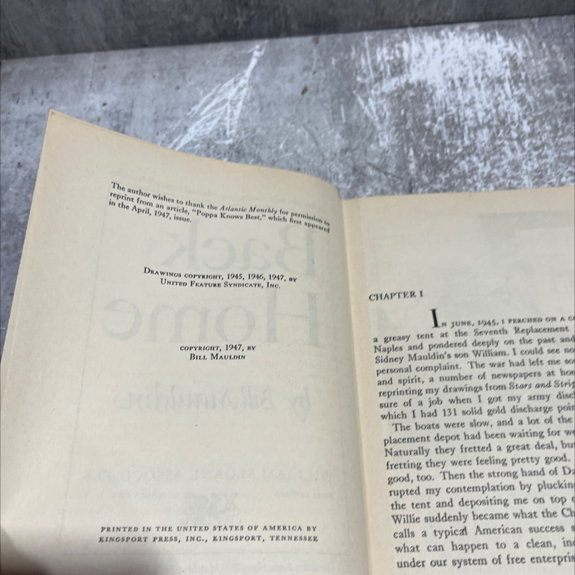 bill mauldin back home book, by bill mauldin, 1947 Hardcover image 3