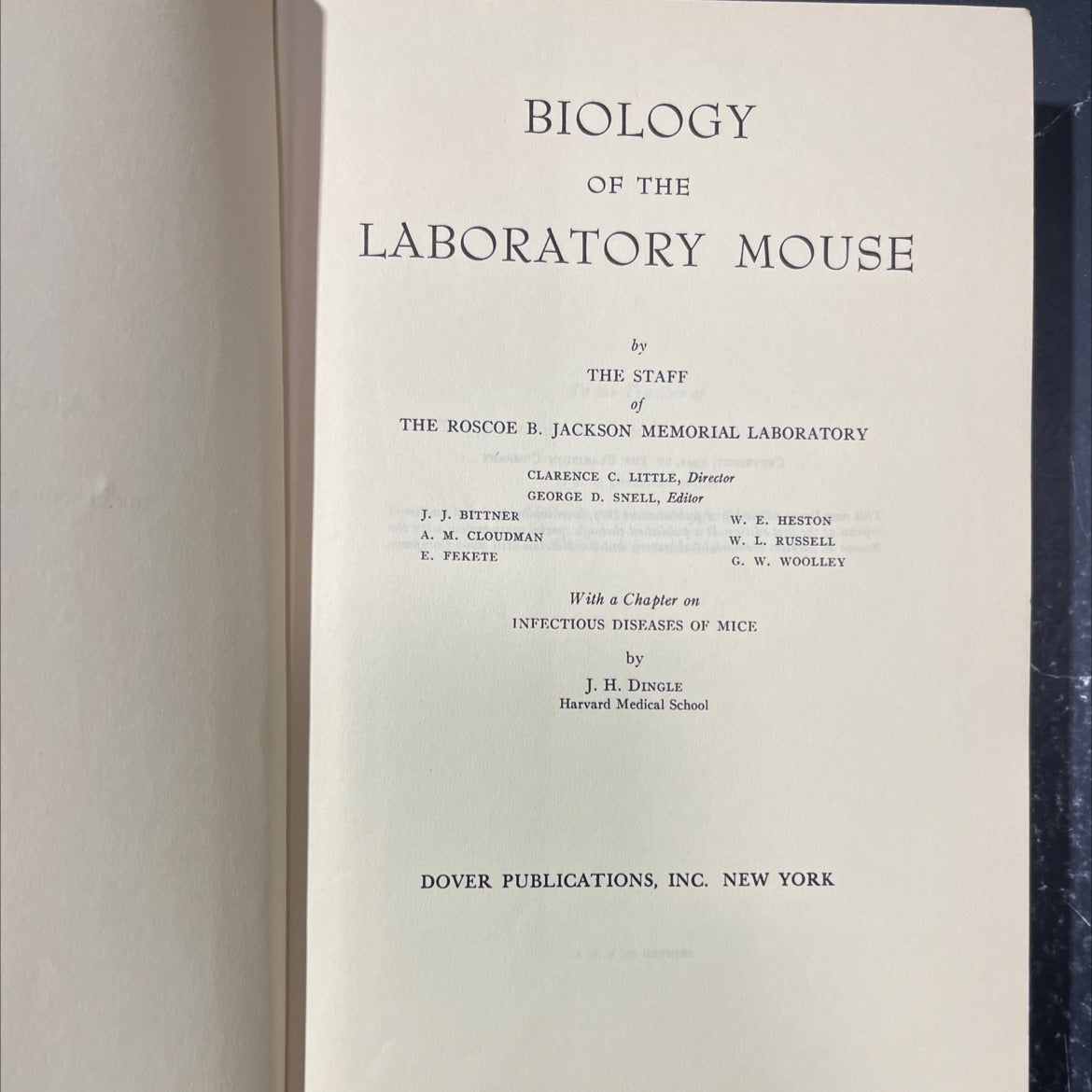 biology of the laboratory mouse book, by the staff of the roscoe b. jackson memorial laboratory, 1956 Hardcover image 2