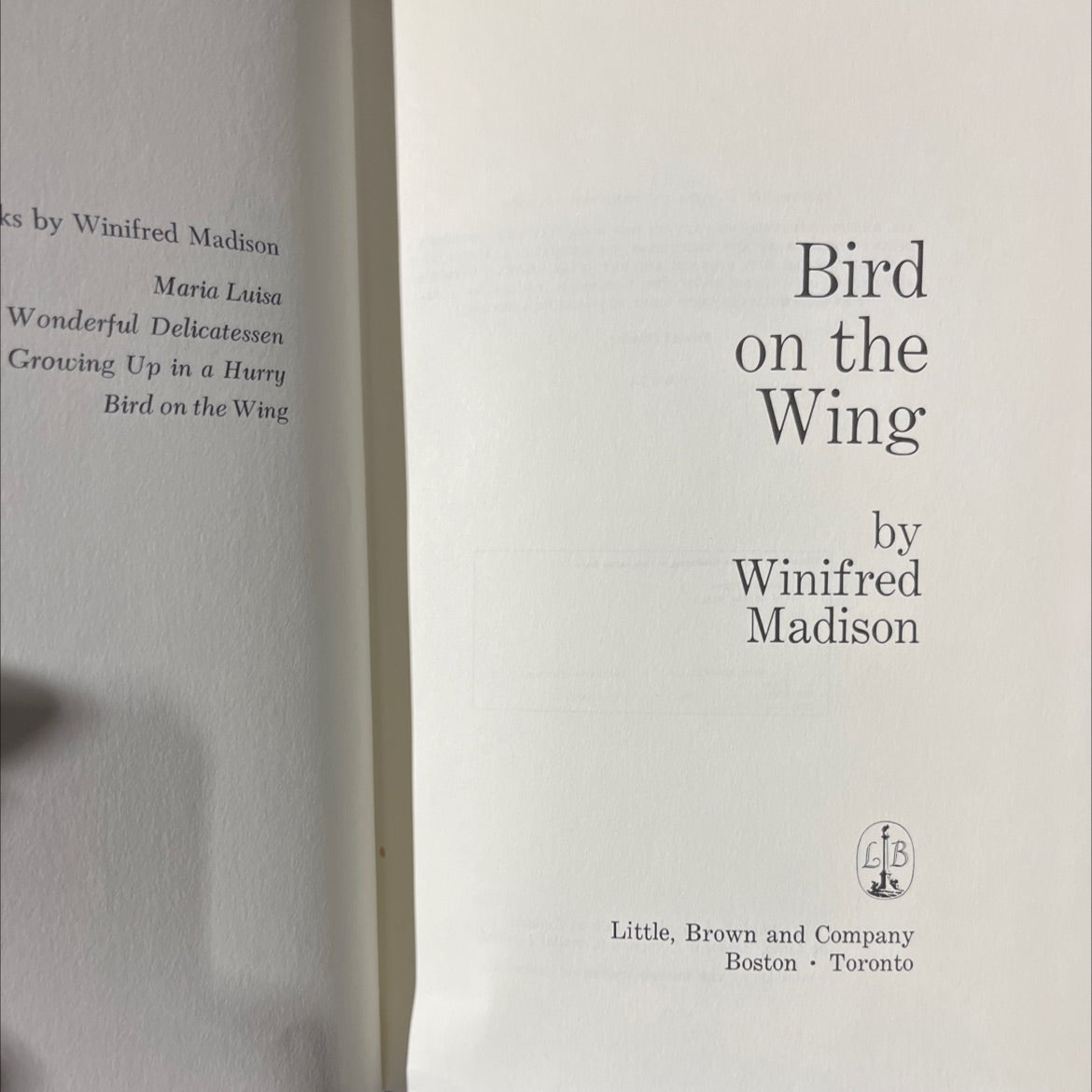 bird on the wing book, by Winifred Madison, 1974 Hardcover image 2