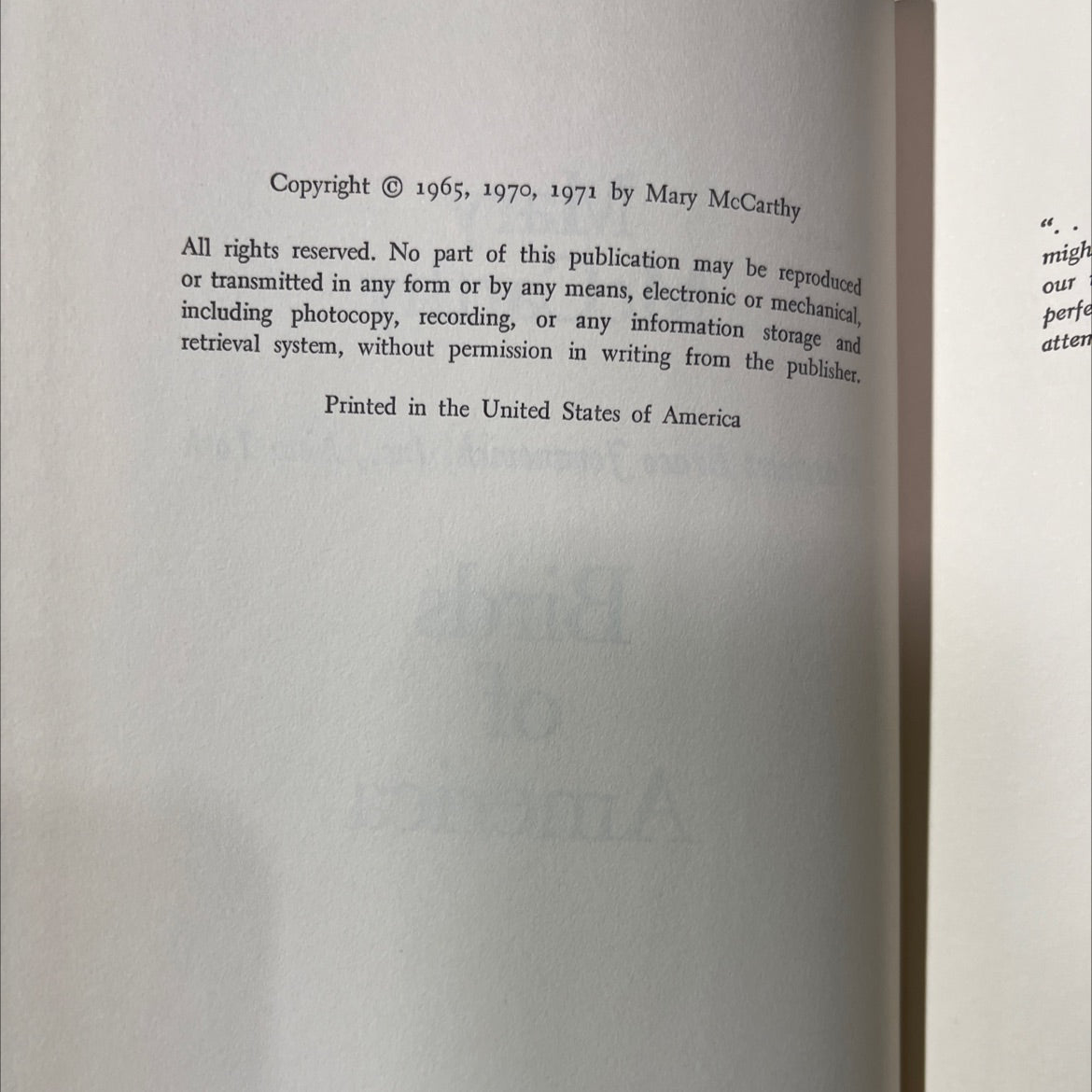 birds of america book, by mary mccarthy, 1971 Hardcover image 3