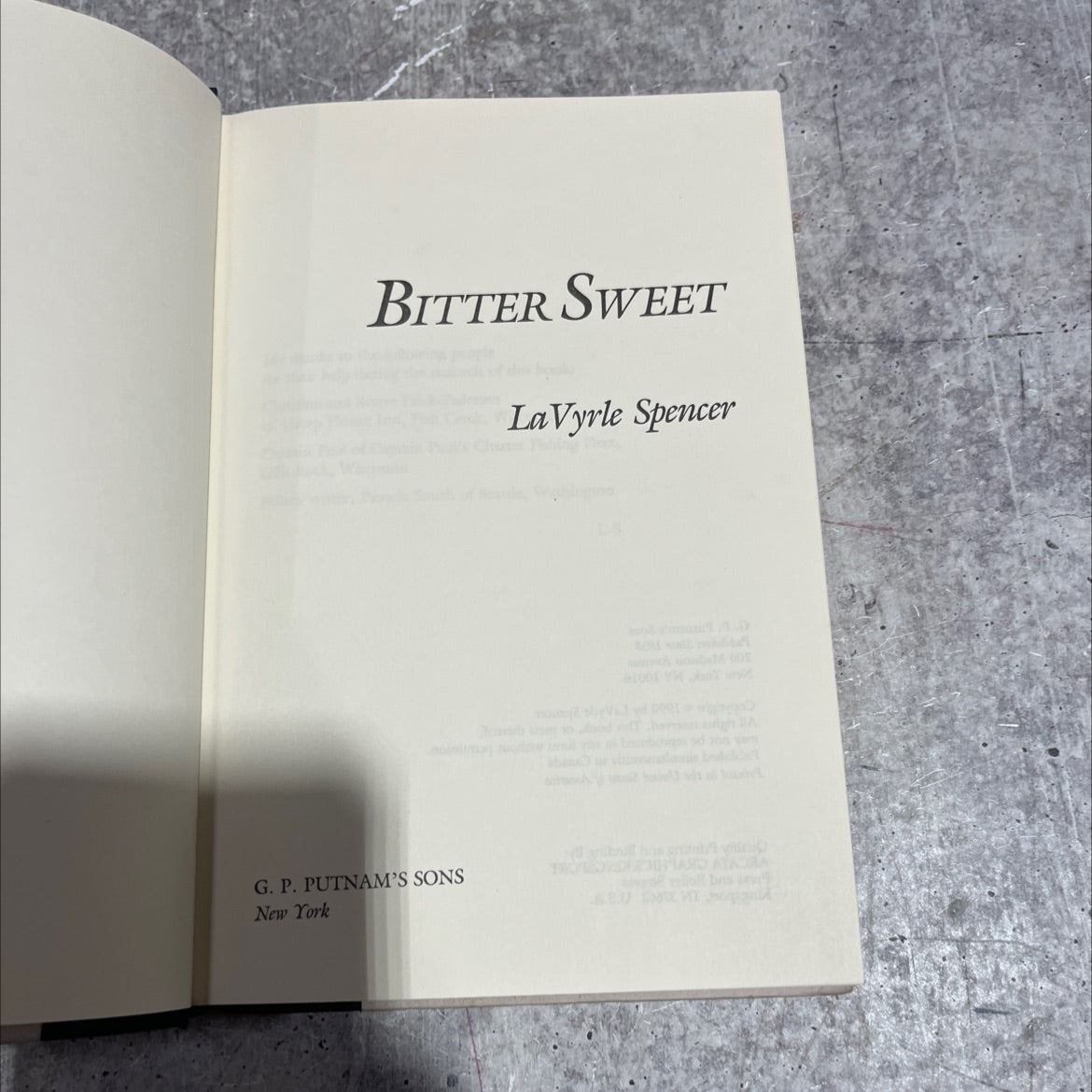 bitter sweet book, by LaVyrle Spencer, 1990 Hardcover image 2