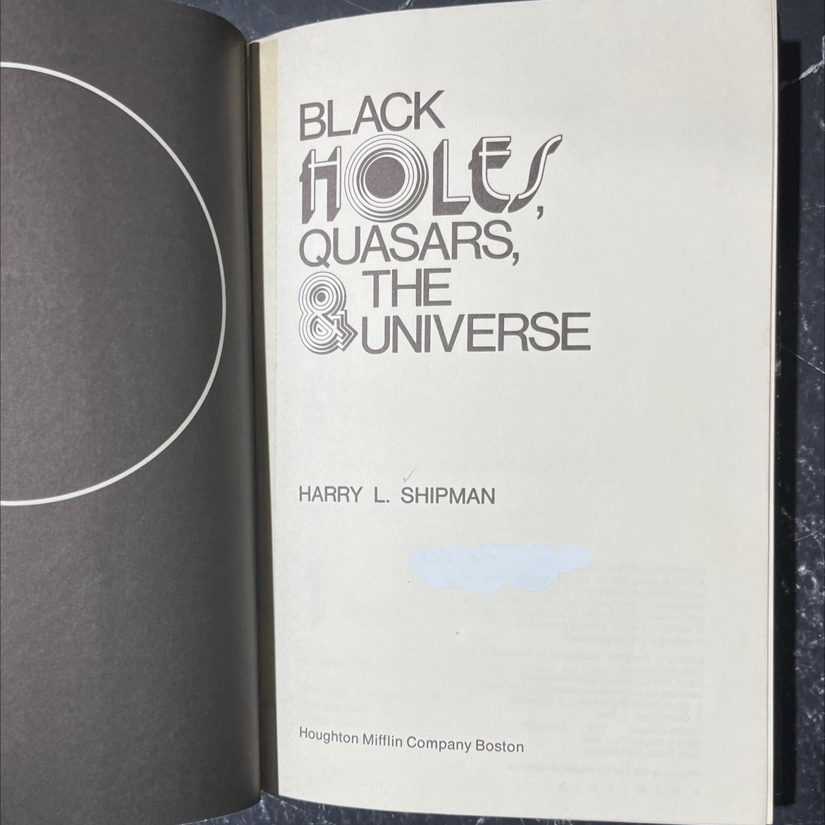 black holes, quasars & the universe book, by harry l. shipman, 1976 Hardcover image 2