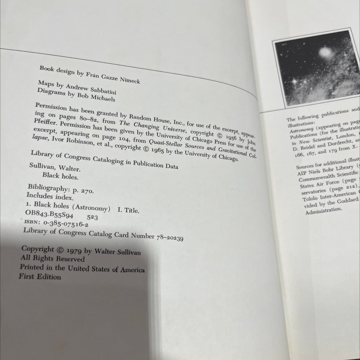 black holes the edge of space the end of time book, by walter sullivan, 1979 Hardcover image 3