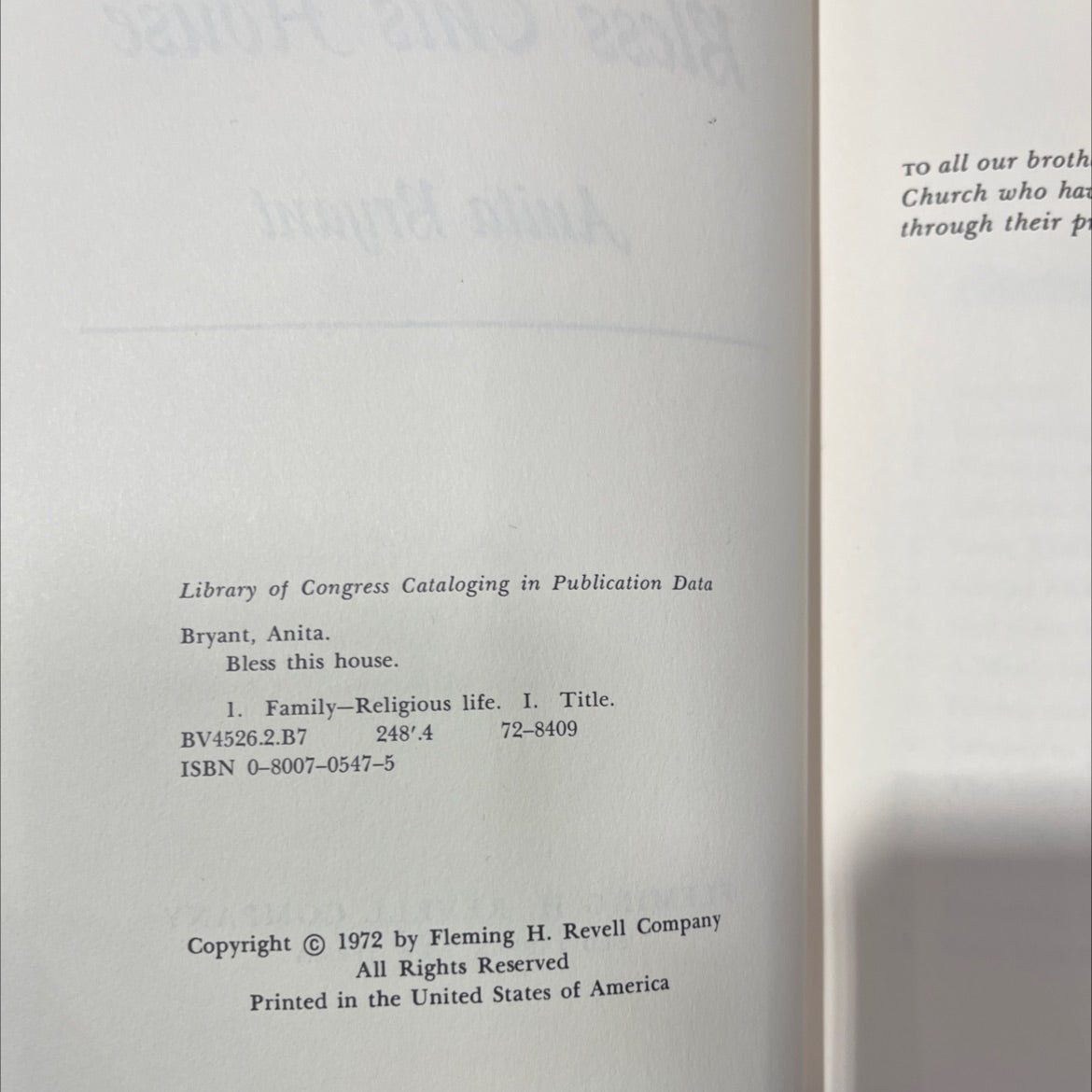 bless this house book, by anita bryant, 1972 Hardcover image 3