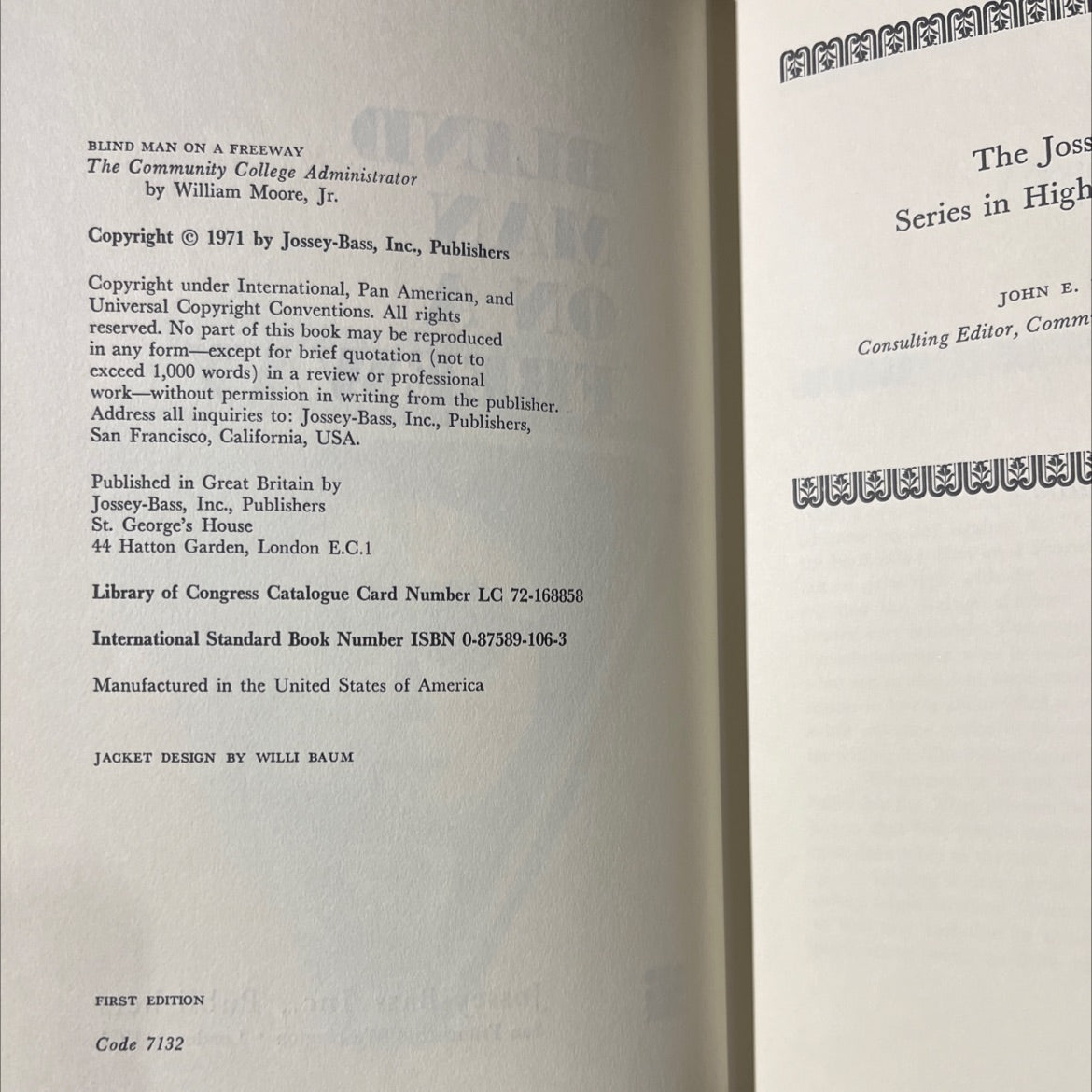 blind man on a freeway book, by william moore, jr., 1971 Hardcover image 3