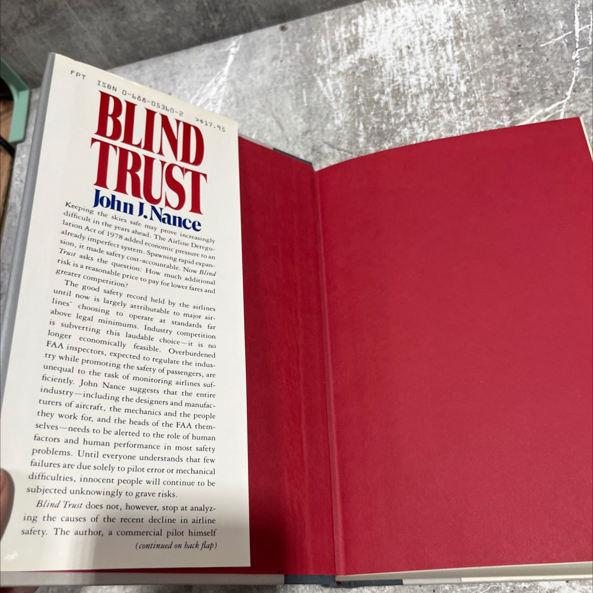 blind trust book, by john j. nance, 1986 Hardcover image 4