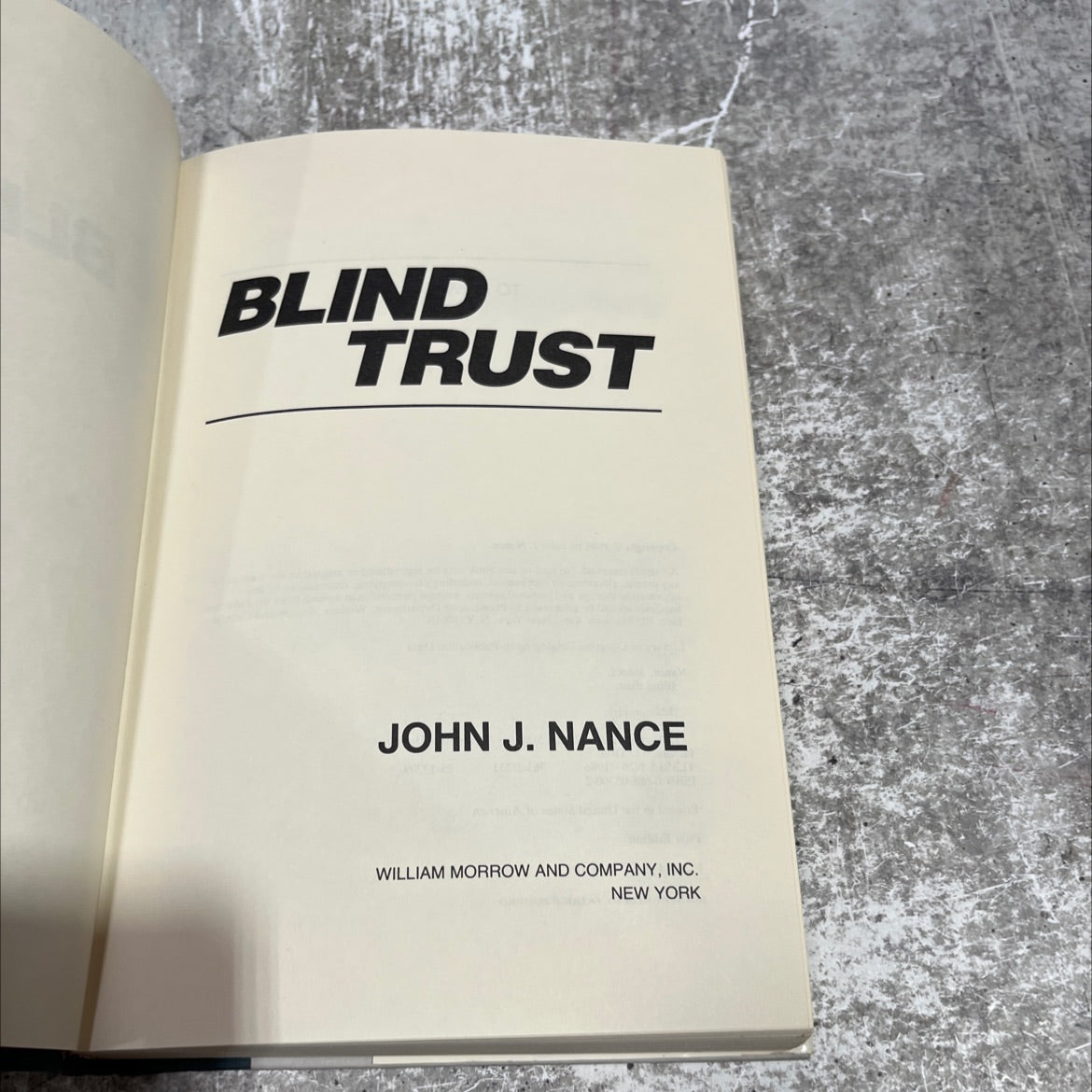 blind trust book, by john j. nance, 1986 Hardcover image 2