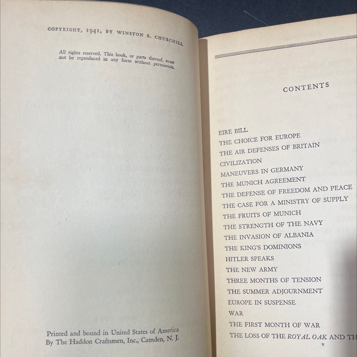 blood, sweat, and tears book, by winston s. churchill, 1941 Hardcover image 3