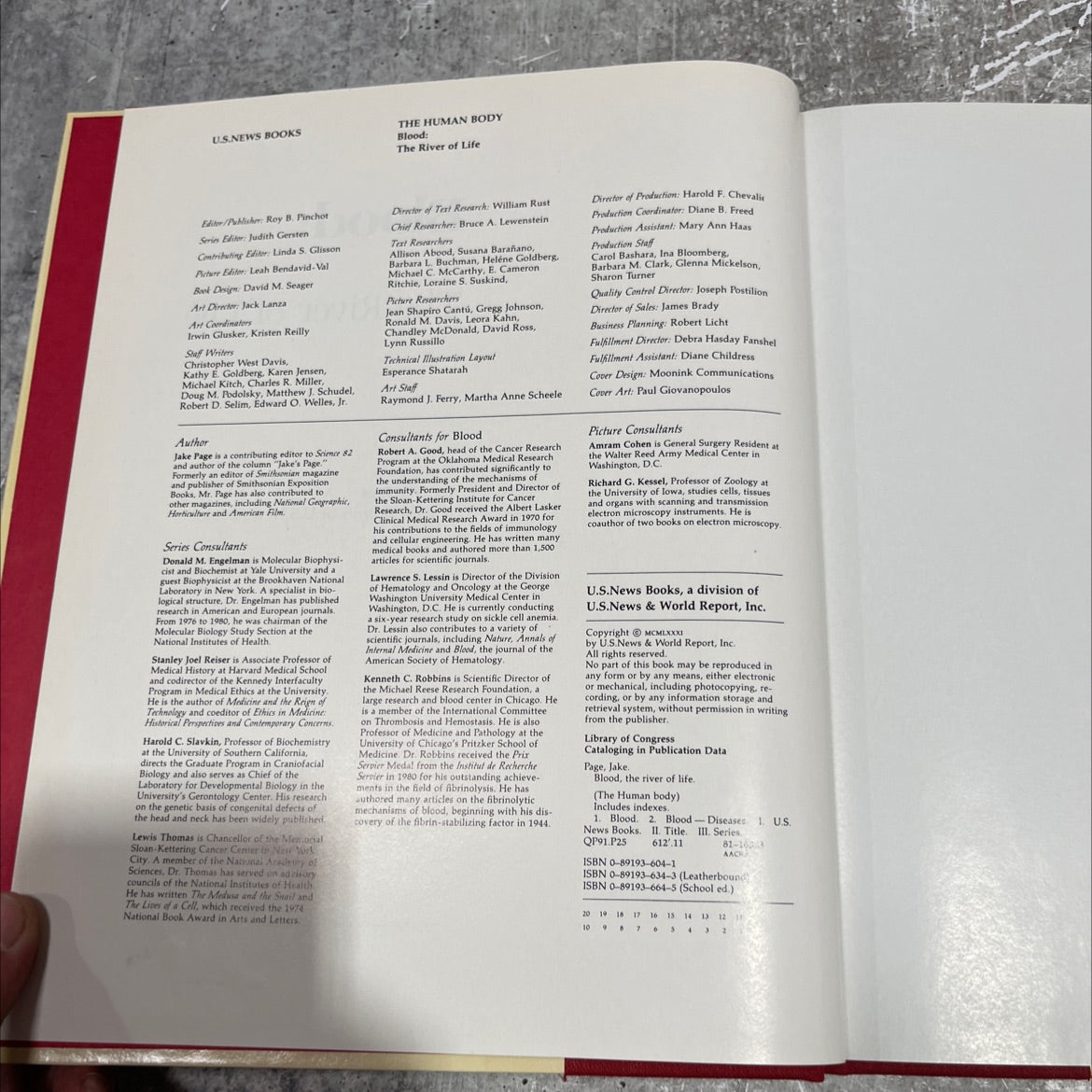 blood: the river of life book, by Jake Page, 1981 Hardcover image 3