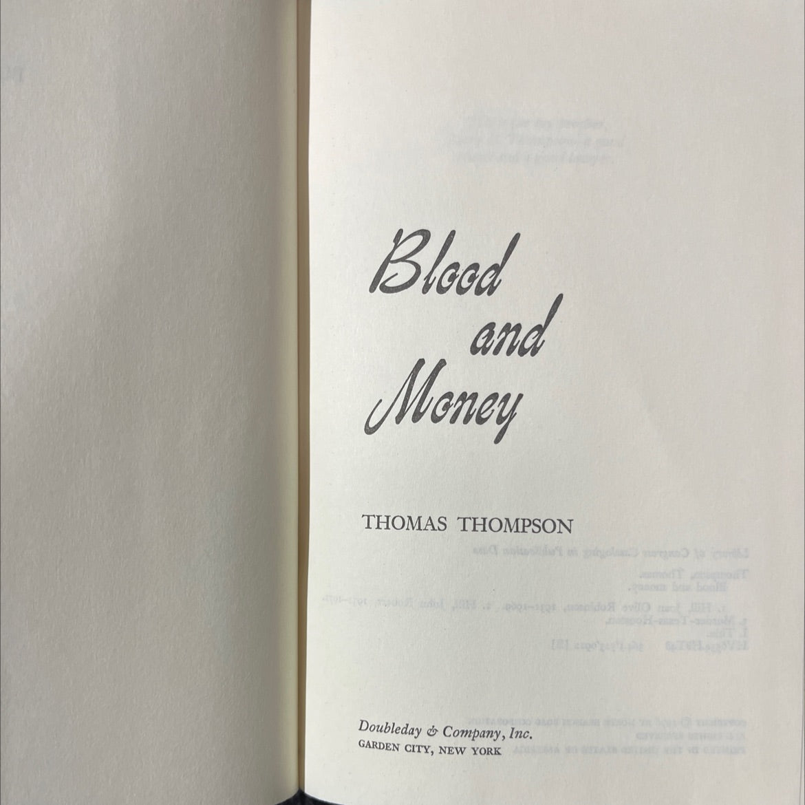 blood and money book, by thomas thompson, 1976 Hardcover image 2