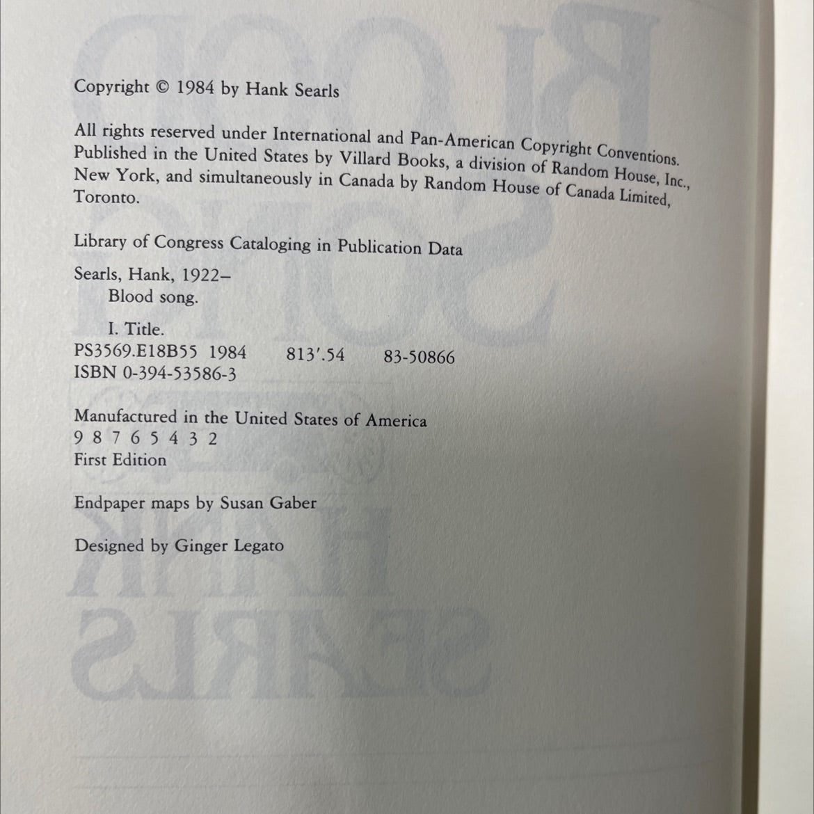 blood song book, by Hank Searls, 1984 Hardcover image 3