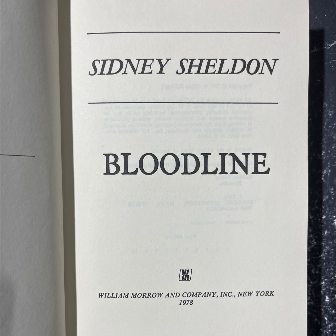 bloodline book, by sidney sheldon, 1978 Hardcover image 2