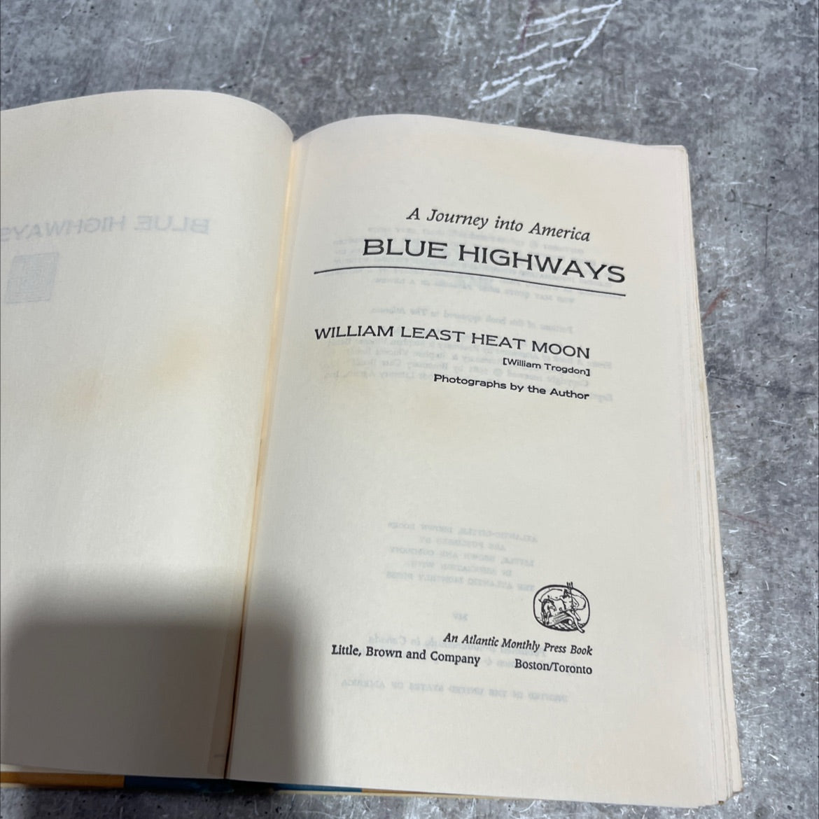 blue highways book, by william least heat moon, 1982 Hardcover image 2