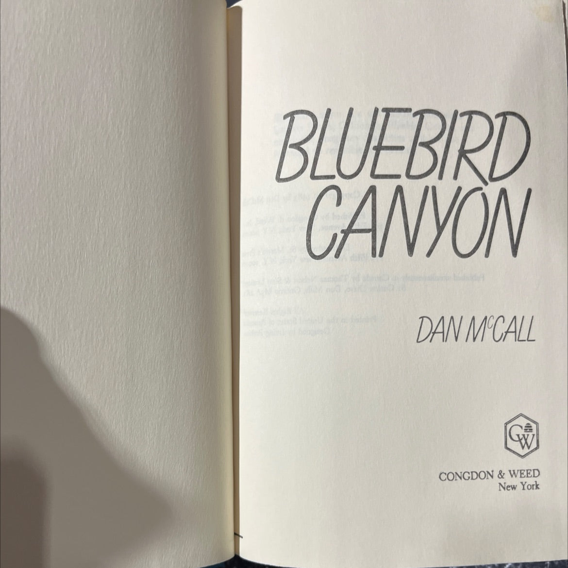 bluebird canyon book, by dan mccall, 1983 Hardcover image 2
