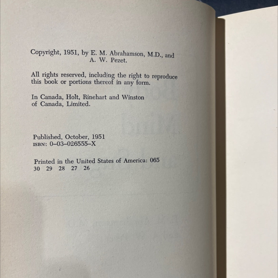 body mind and sugar book, by E. M. Abrahamson, M.D. and A. W. Pezet, 1951 Hardcover image 3