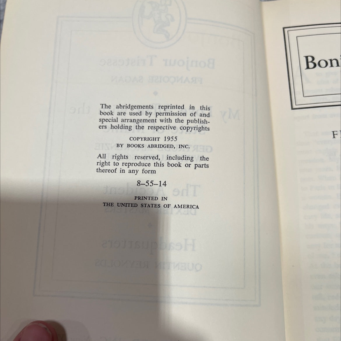 bonjour tristesse book, by françoise sagan, 2008 Hardcover image 3