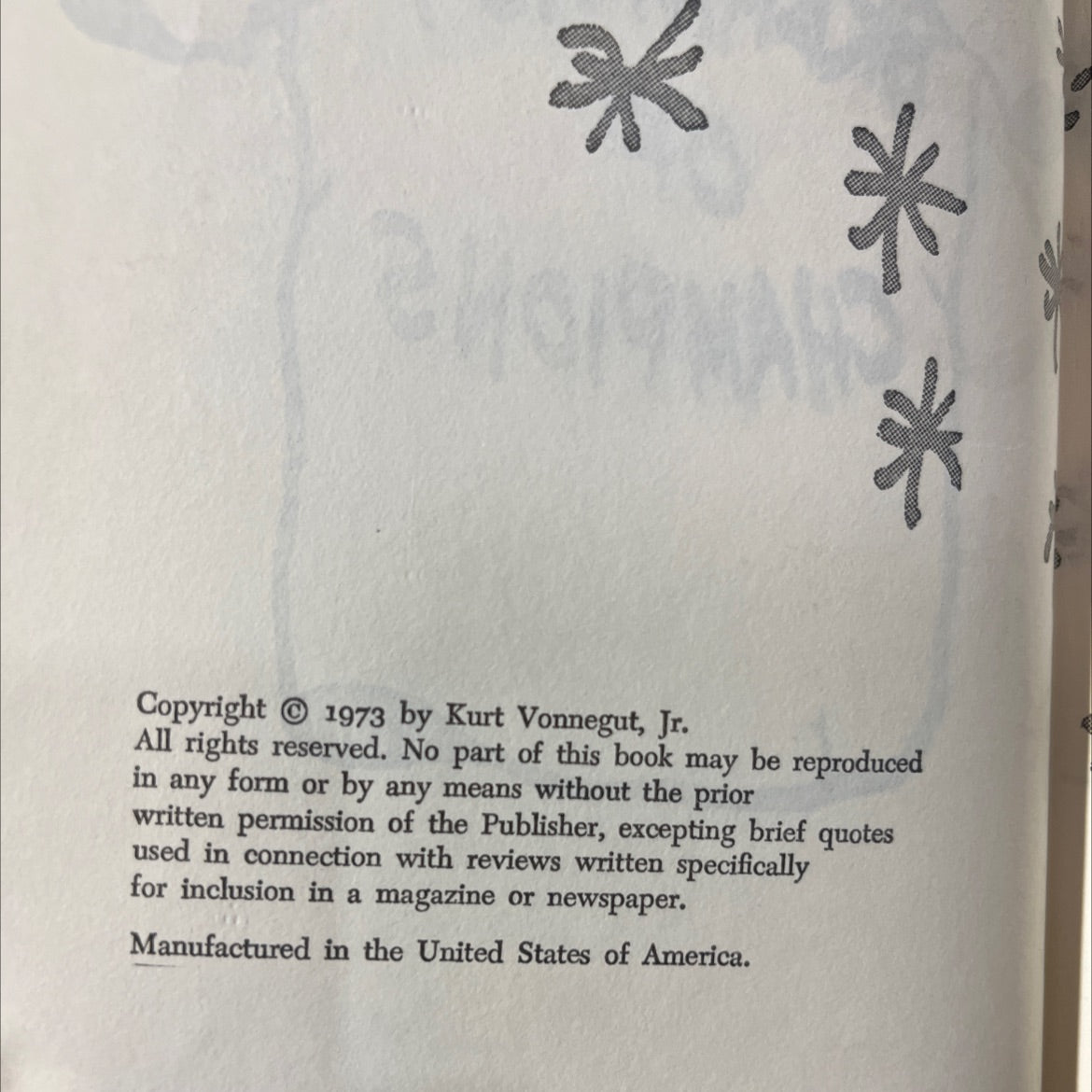 breakfast of champions book, by kurt vonnegut, jr., 1973 Hardcover image 3