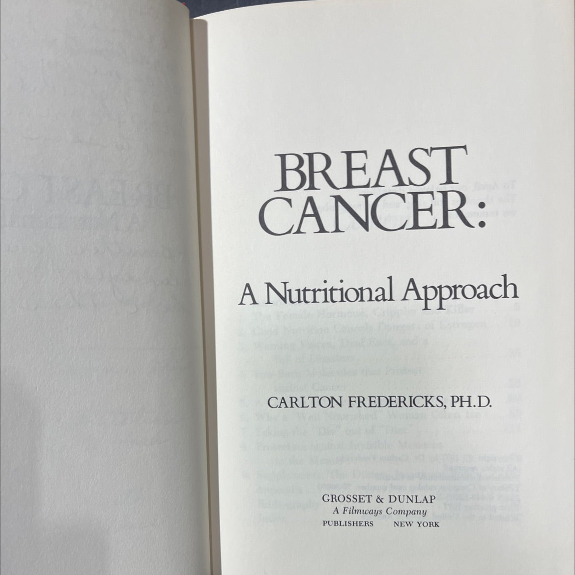 breast cancer: a nutritional approach book, by carlton fredericks, ph.d., 1977 Hardcover image 2