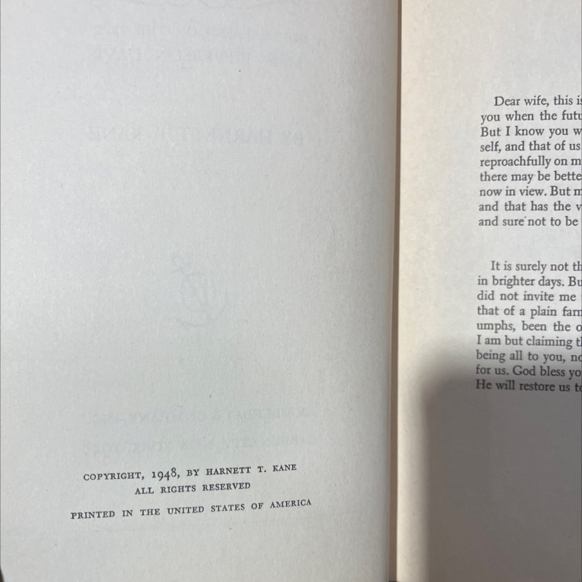 bride of fortune a novel based on the life of mrs. jefferson davis book, by harnett t. kane, 1948 Hardcover image 3