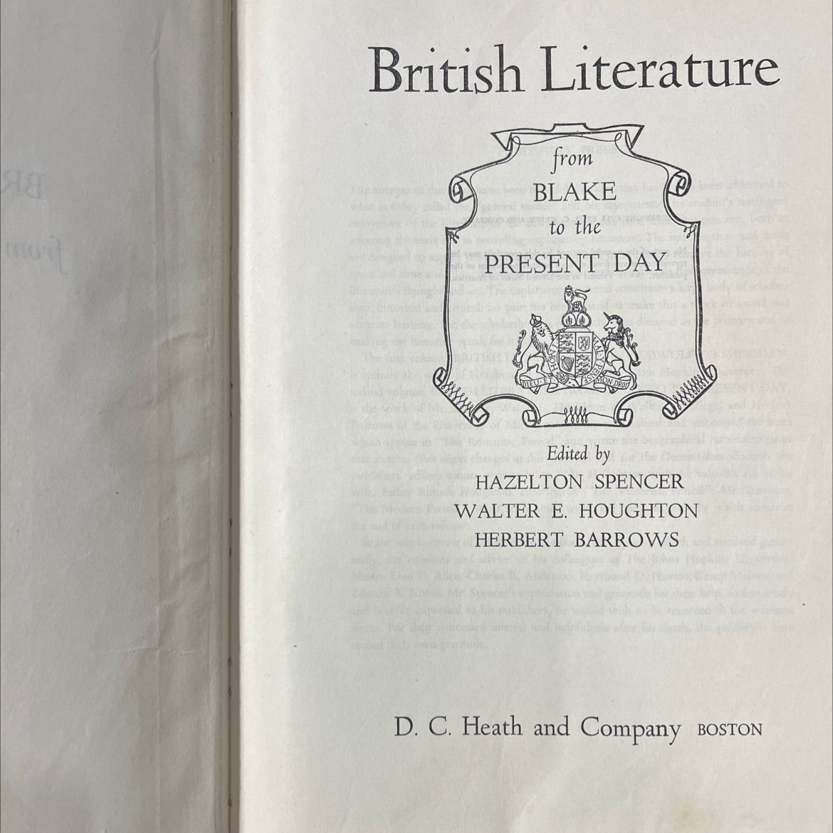 british literature from blake to the present day book, by hazelton spencer, walter e. houghton, herbert barrows, 1952 image 2