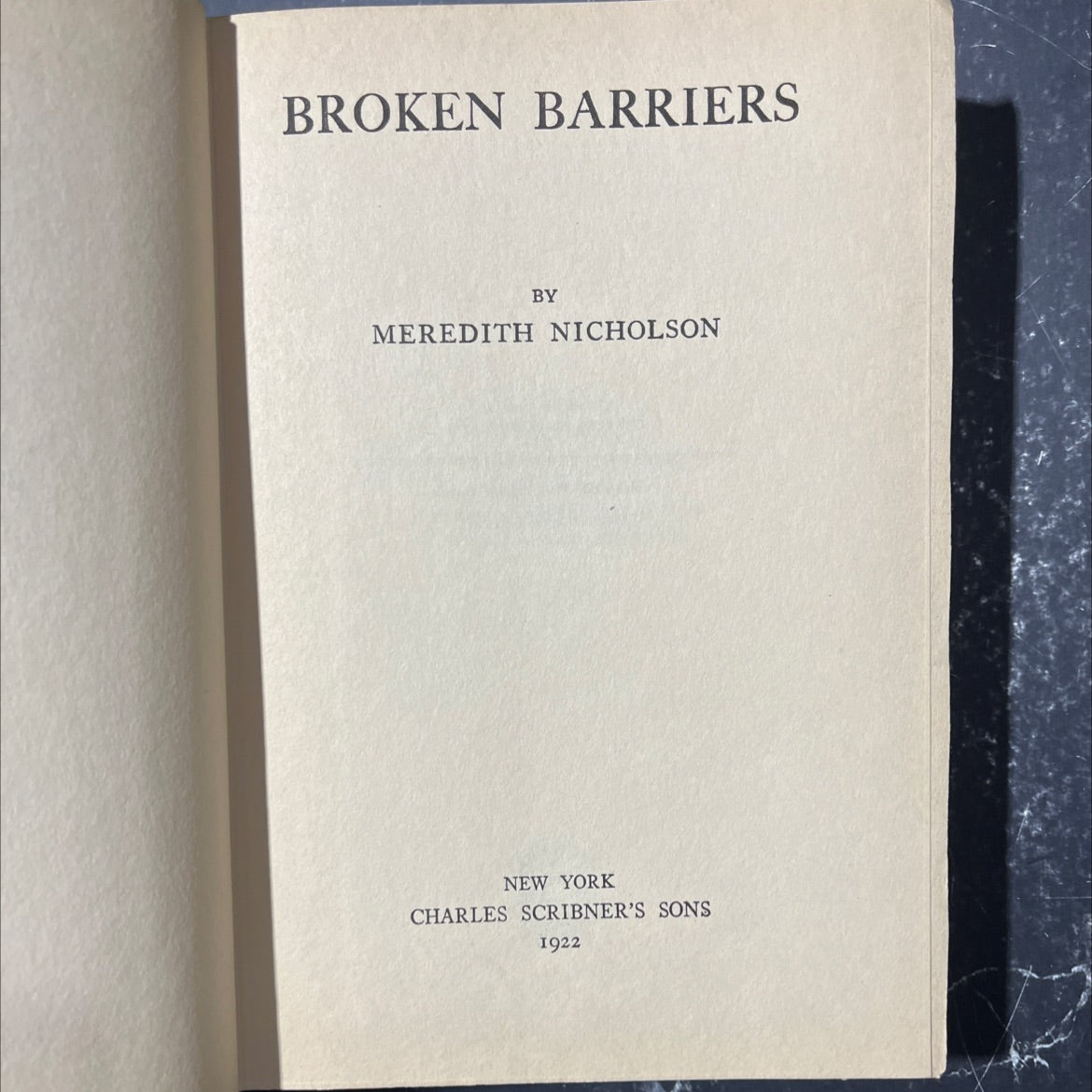 broken barriers book, by meredith nicholson, 1922 Hardcover image 2