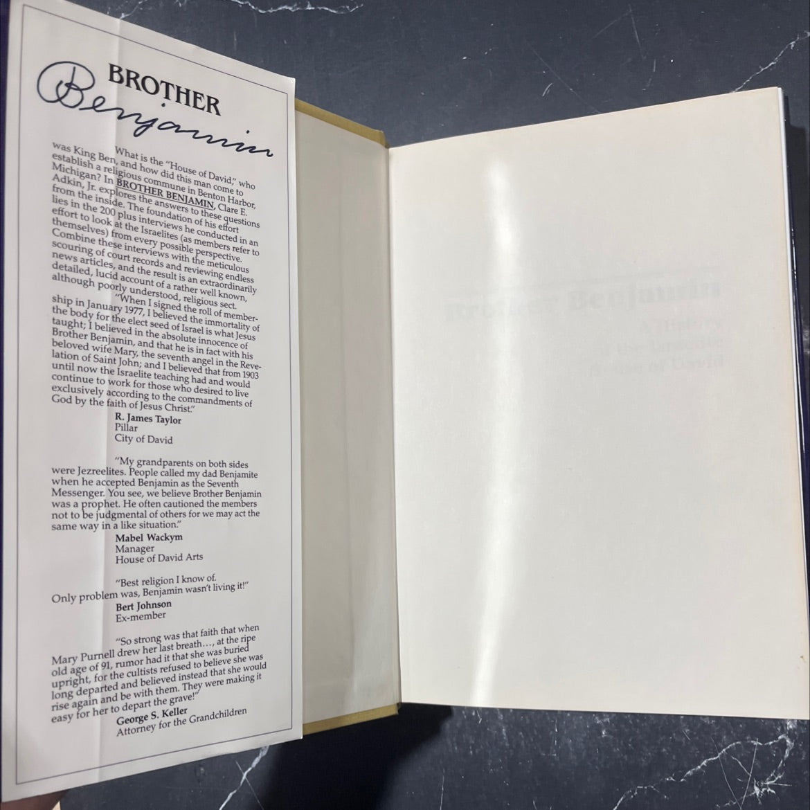 brother benjamin a history of the israelite house of david book, by Clare Adkin, 1990 Hardcover image 4