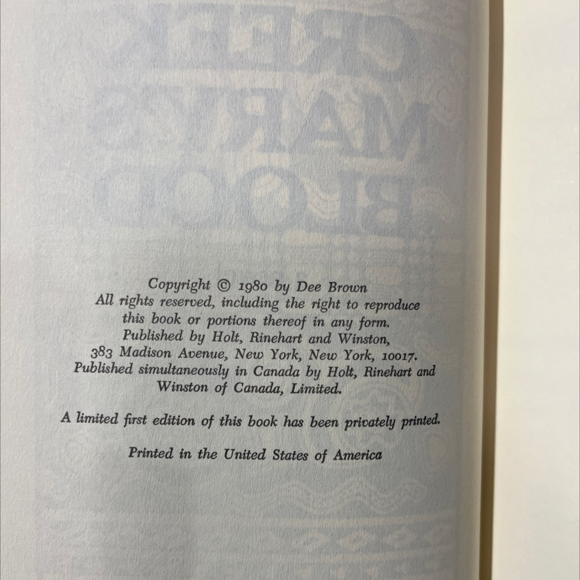 brown creek mary's blood book, by dee brown, 1980 Hardcover image 3