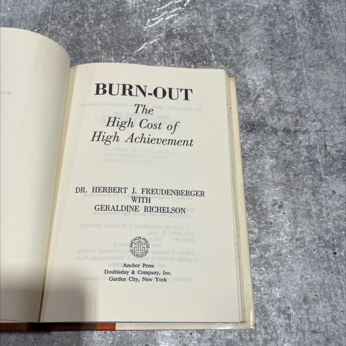 burn-out the high cost of high achievement book, by dr. herbert j. freudenberger with geraldine richelson, 1980 image 2