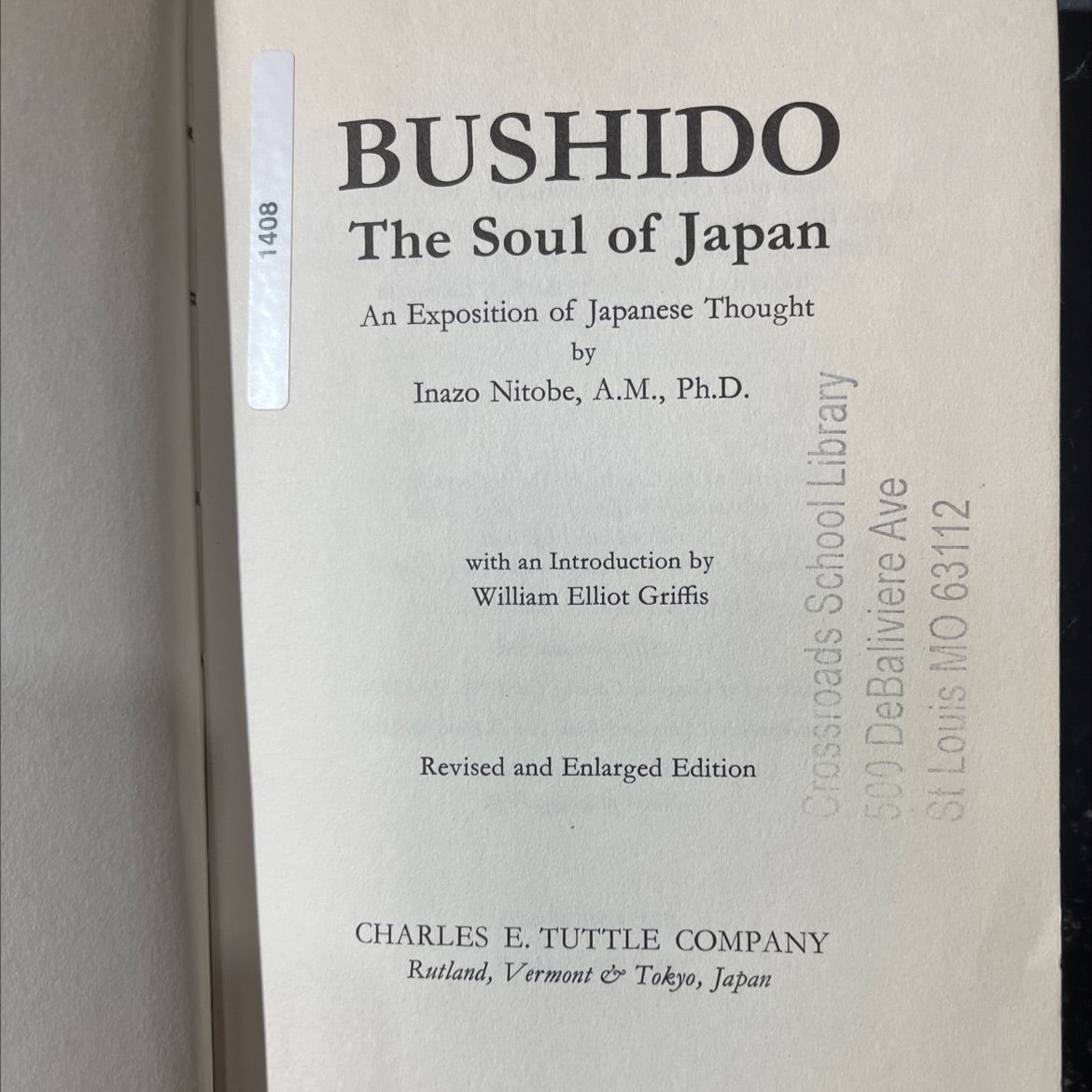 bushido the soul of japan an exposition of japanese thought book, by inazo nitobe, 1969 Hardcover image 2