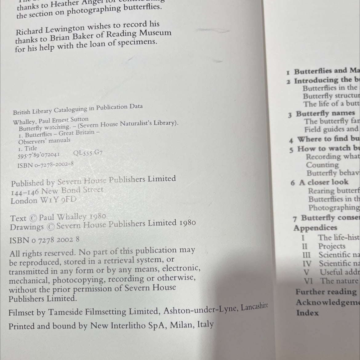 butterfly watching book, by Paul Whalley, 1980 Hardcover image 3