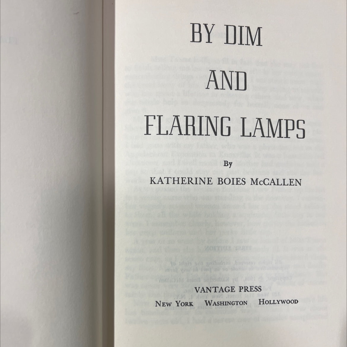 SIGNED by dim and flaring lamps book, by katherine boies mccallen, 1964 Hardcover, First Edition, Vintage image 2