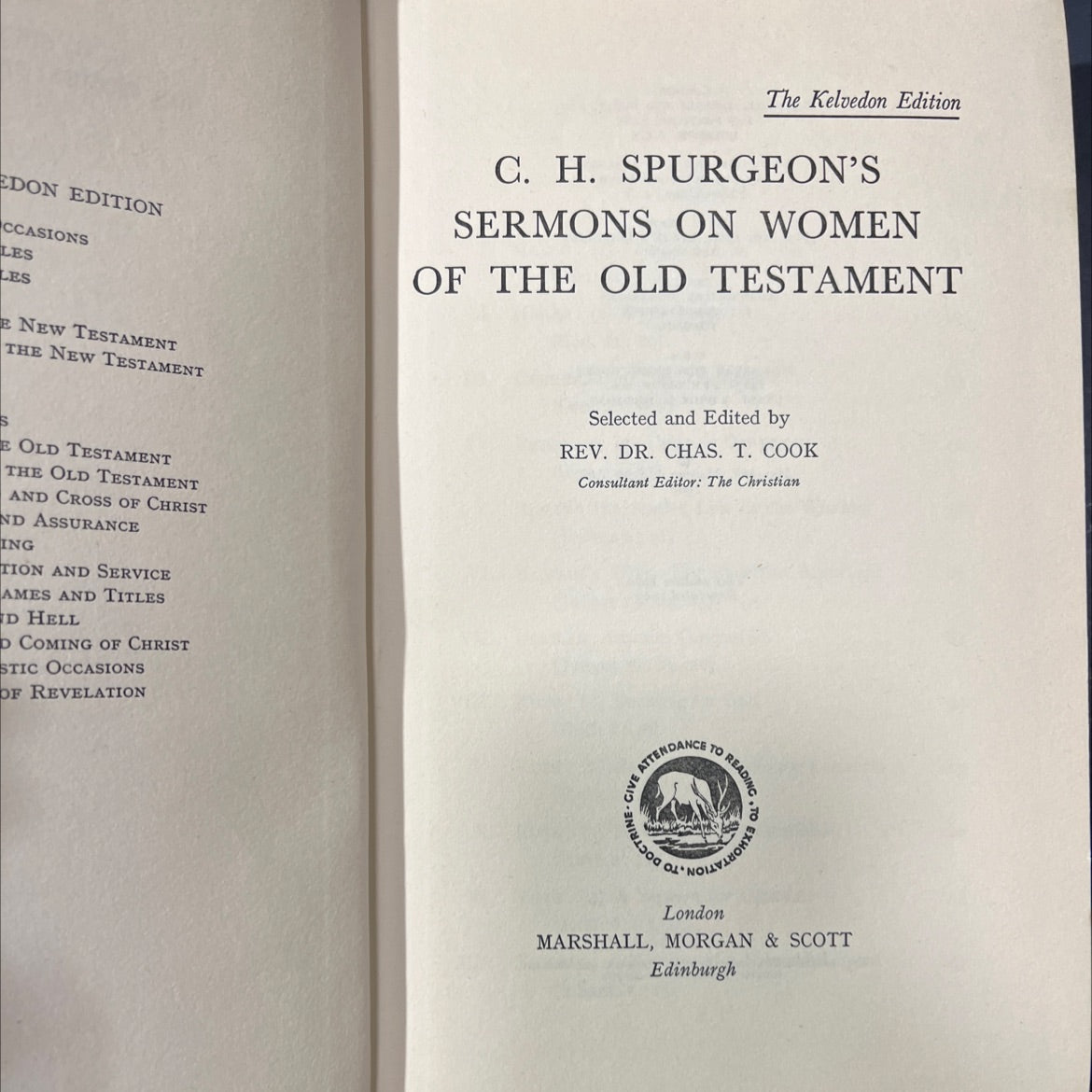 c. h. spurgeon's sermons on women of the old testament book, by rev. dr. chas. t. cook, 1963 Hardcover image 2