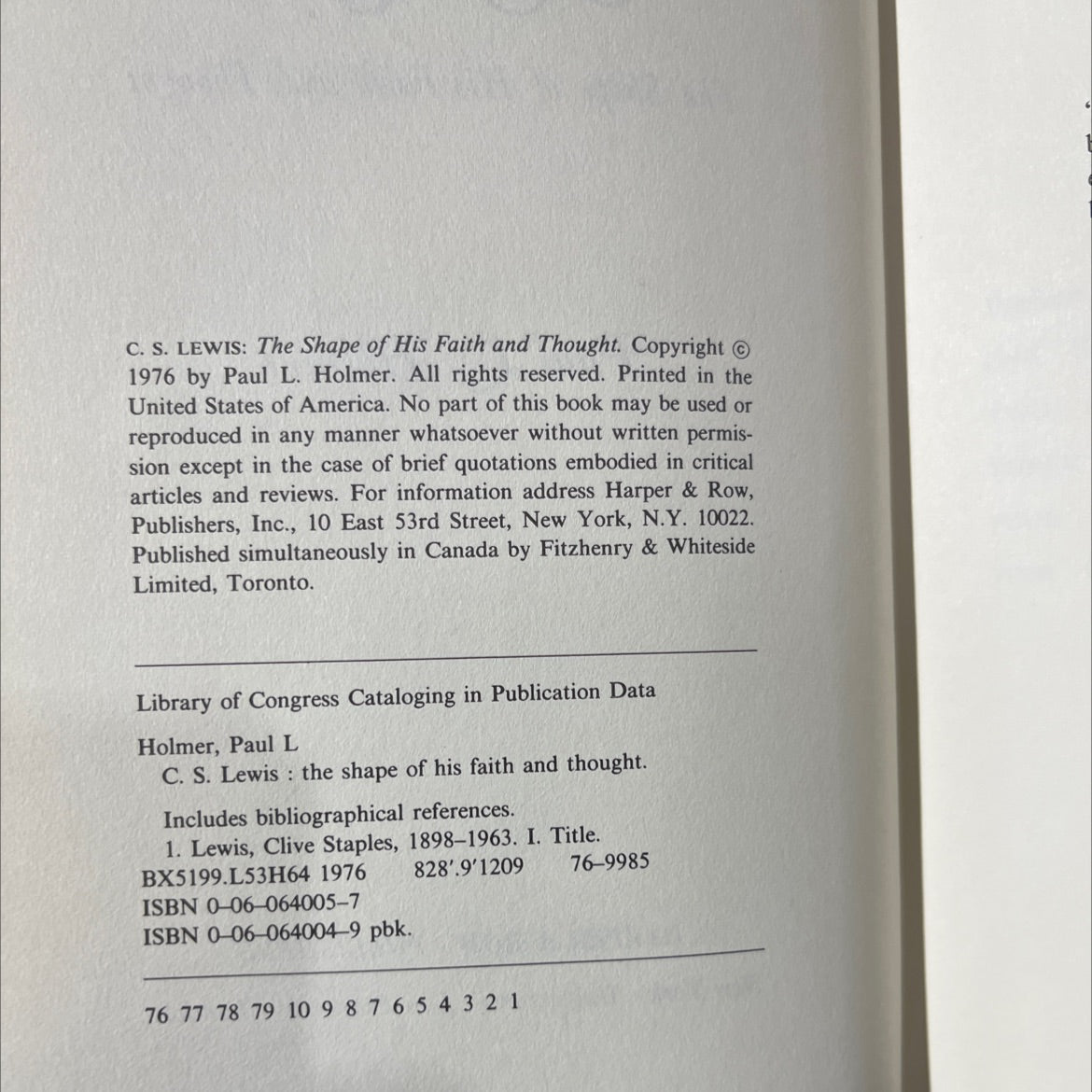 c. s. lewis: the shape of his faith and thought book, by Paul L. Holmer, 1976 Hardcover image 3
