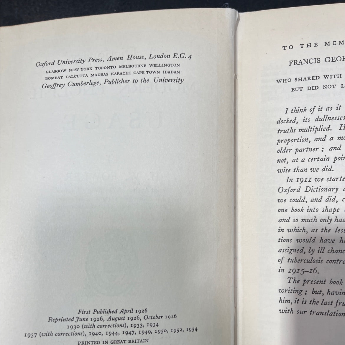 cad a dictionary of modern english usage book, by h. w. fowler, 1949 Hardcover image 3