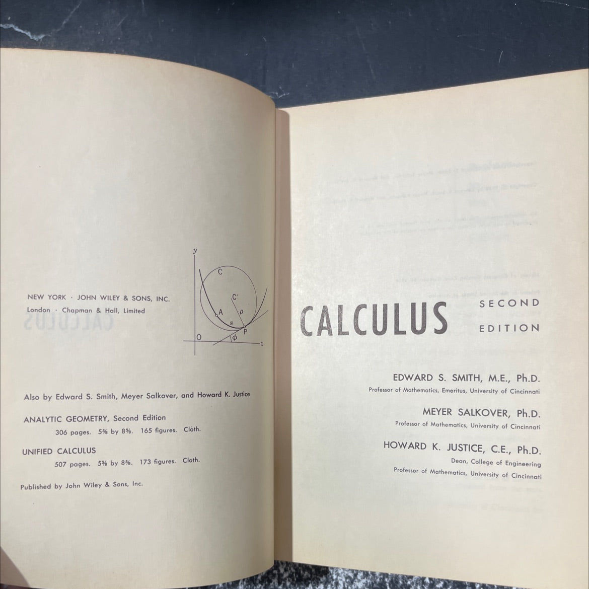 calculus book, by edward s. smith, meyer salkover, howard k. justice, 1958 Hardcover image 2