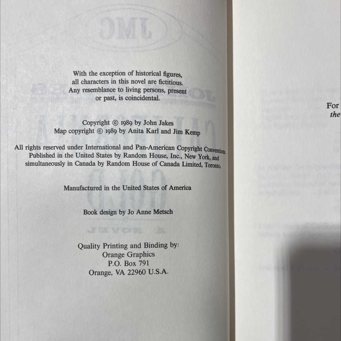 california gold a novel book, by john jakes, 1989 Hardcover image 3