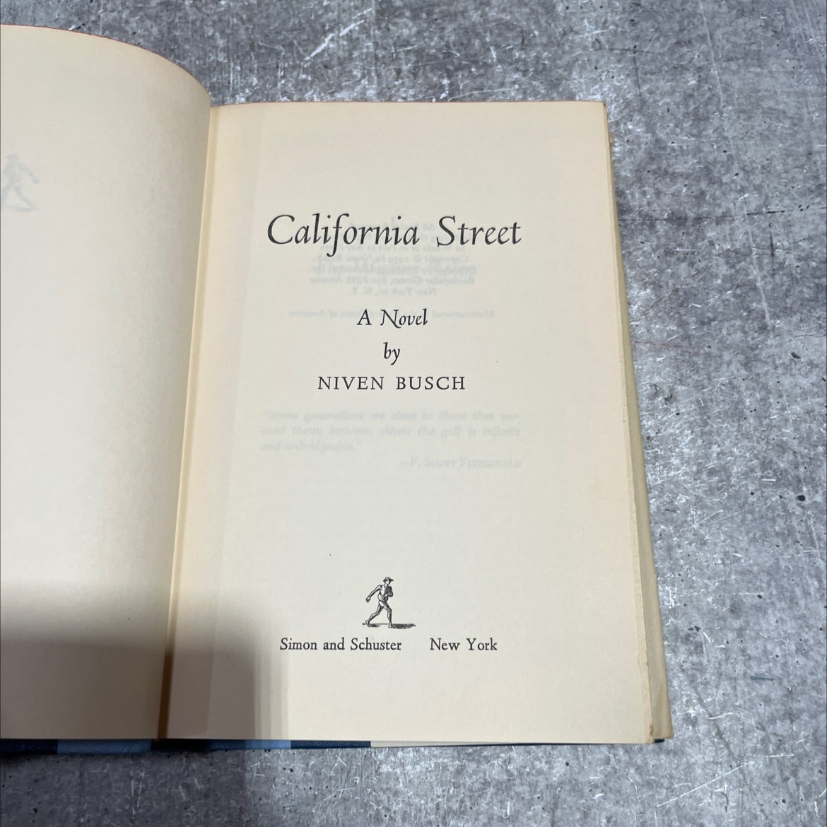 california street and a novel book, by niven busch, 1959 Hardcover image 2