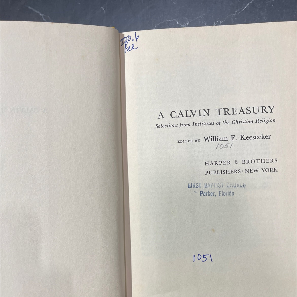 calvin treasury selections from institutes of the christian religion book, by john calvin, 1961 Hardcover image 2