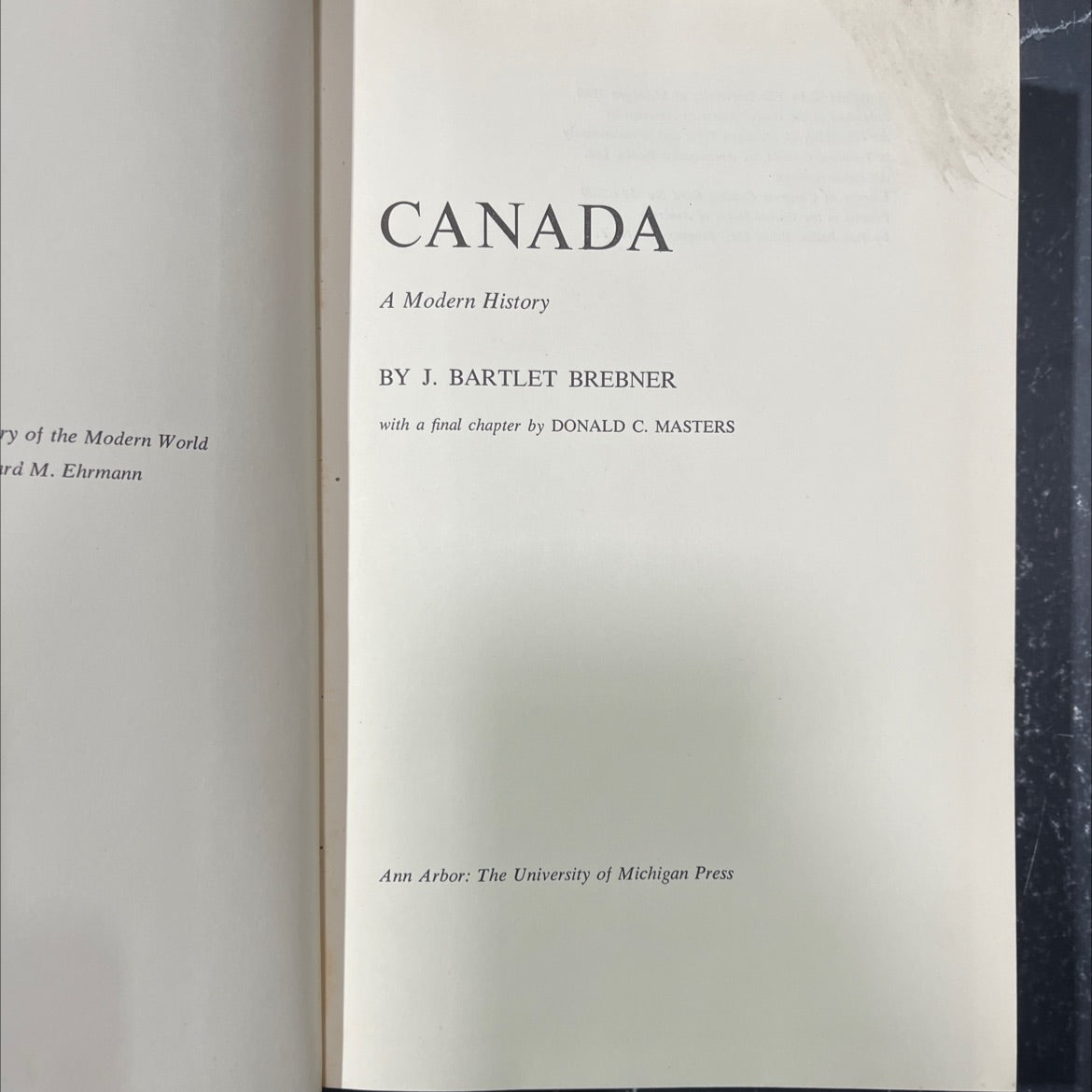 canada a modern history book, by j. bartlet brebner, 1960 Hardcover image 2