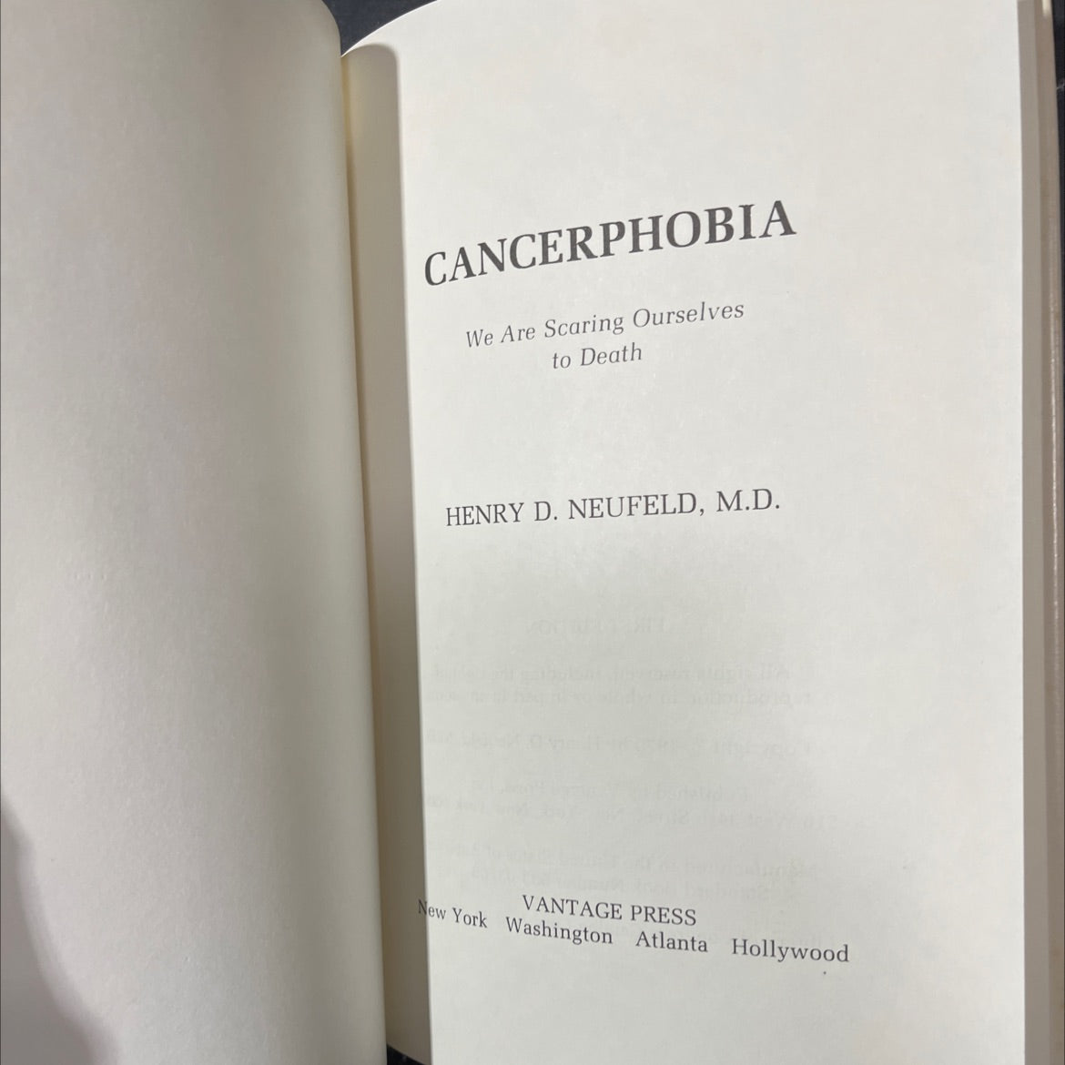 cancerphobia we are scaring ourselves to death book, by henry d. neufeld, m.d., 1979 Hardcover image 2