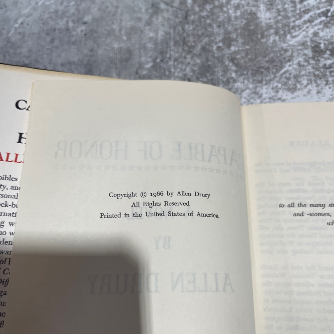 capable of honor book, by allen drury, 1966 Hardcover image 3