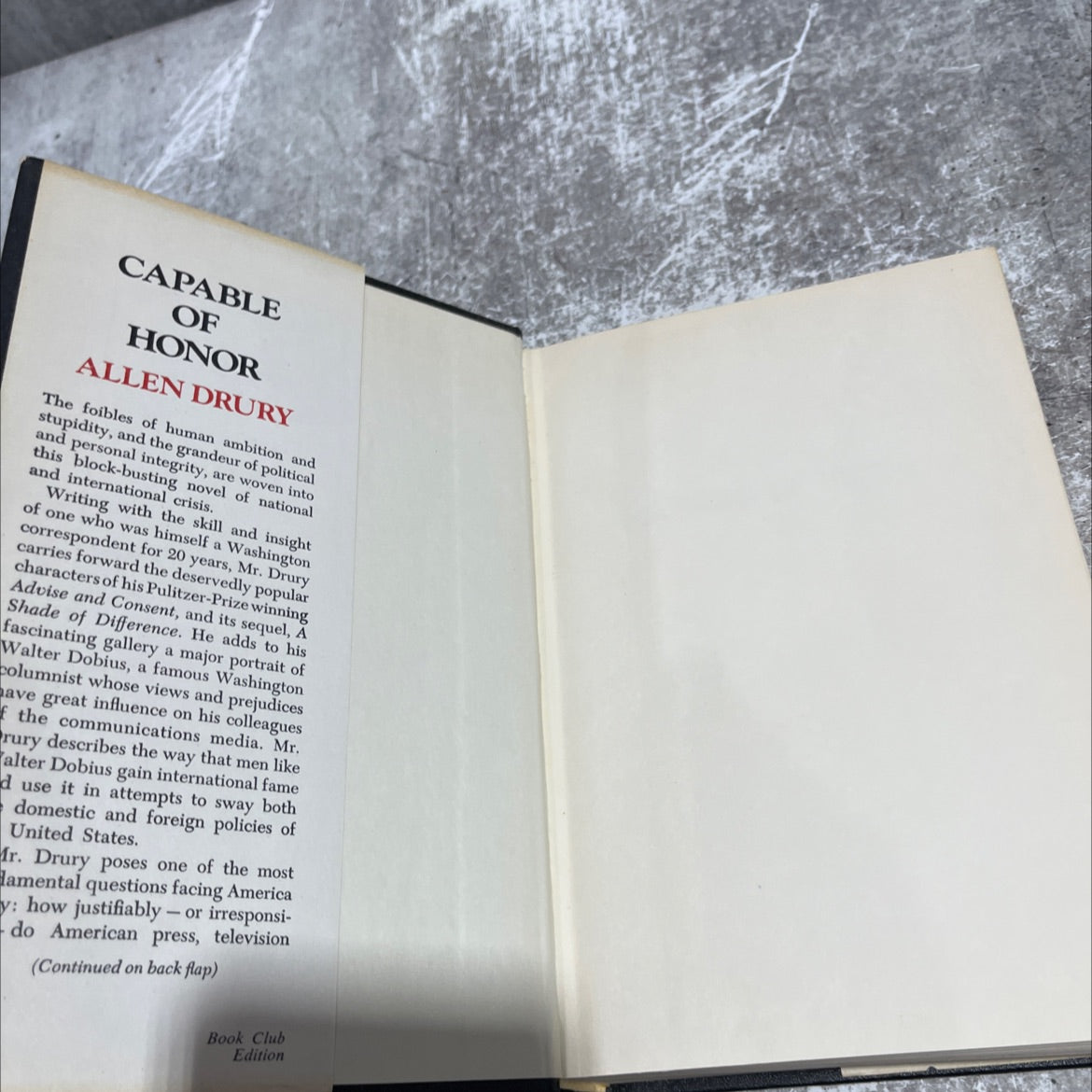 capable of honor book, by allen drury, 1966 Hardcover image 4