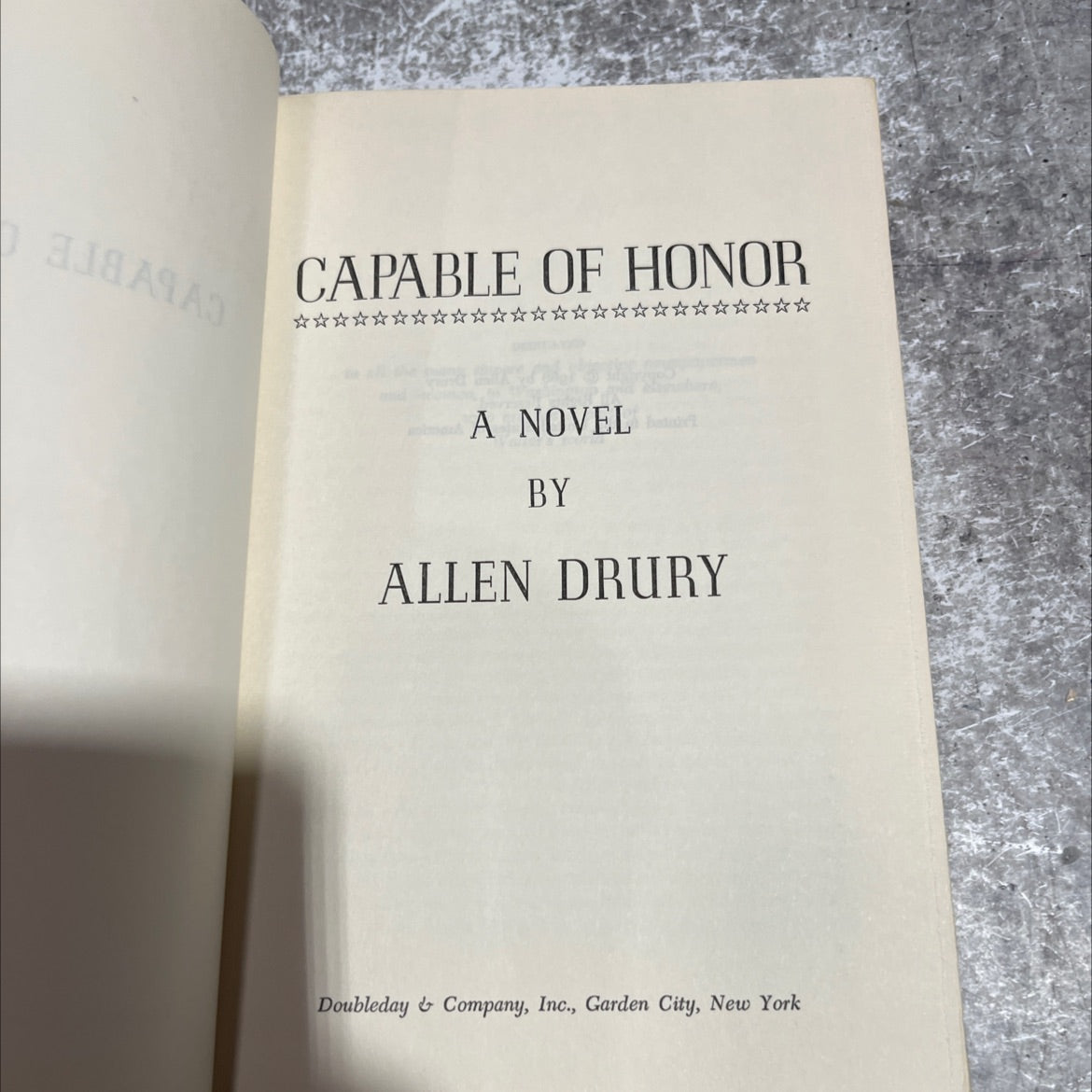 capable of honor book, by allen drury, 1966 Hardcover image 2