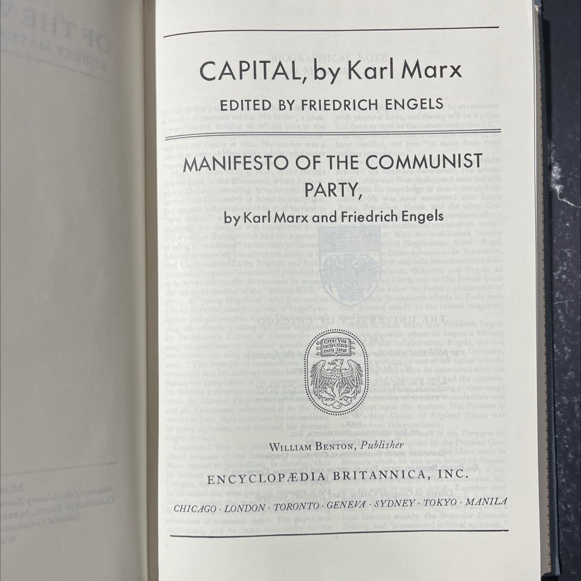 capital book, by Karl Marx, 1952 Hardcover image 2