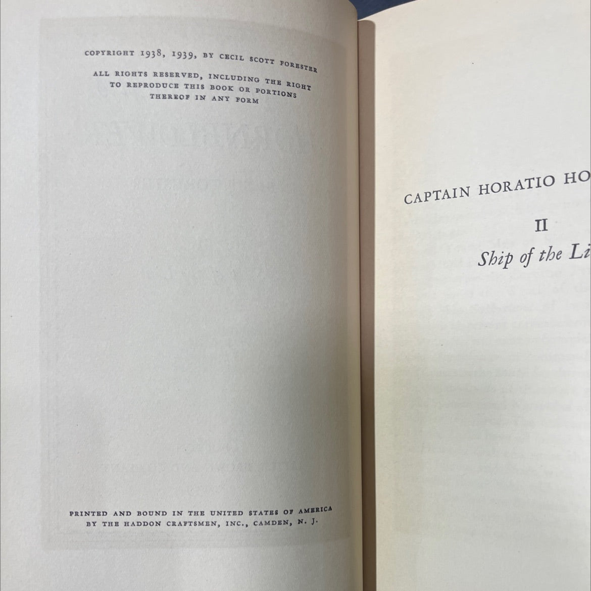 captain horatio hornblower ii ship of the line book, by c. s. forester, 1939 Hardcover image 3