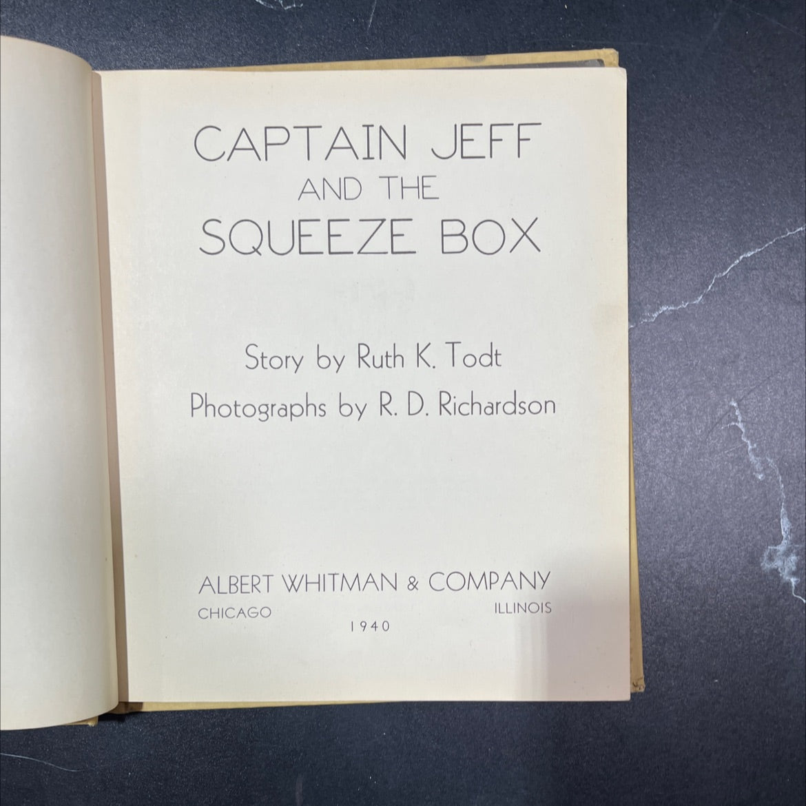 captain jeff and the squeeze box book, by ruth k. todt, 1940 Hardcover, Antique image 2