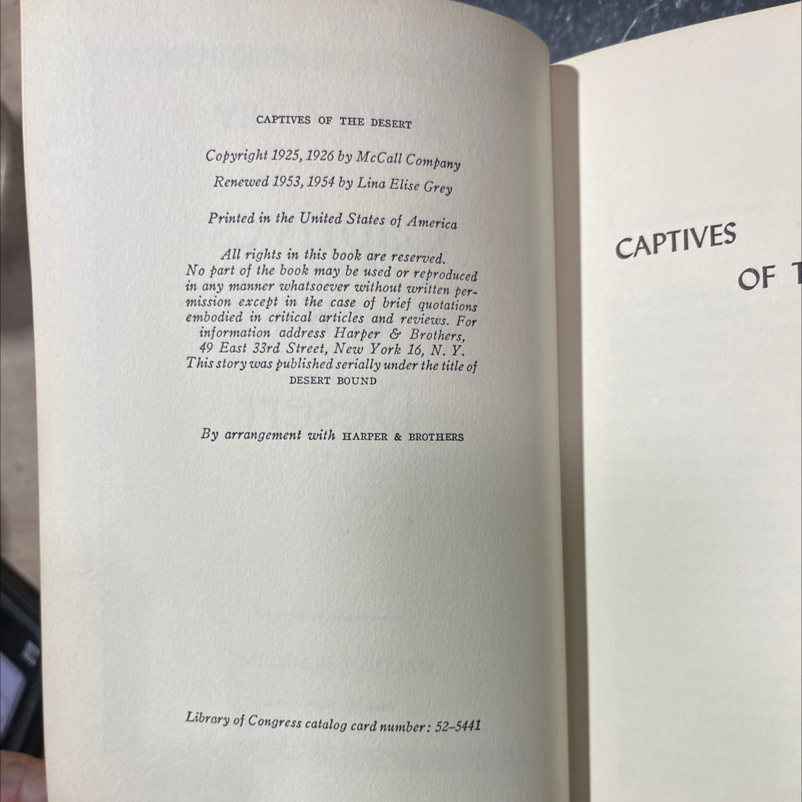 captives of the desert book, by zane grey, 1954 Hardcover image 3