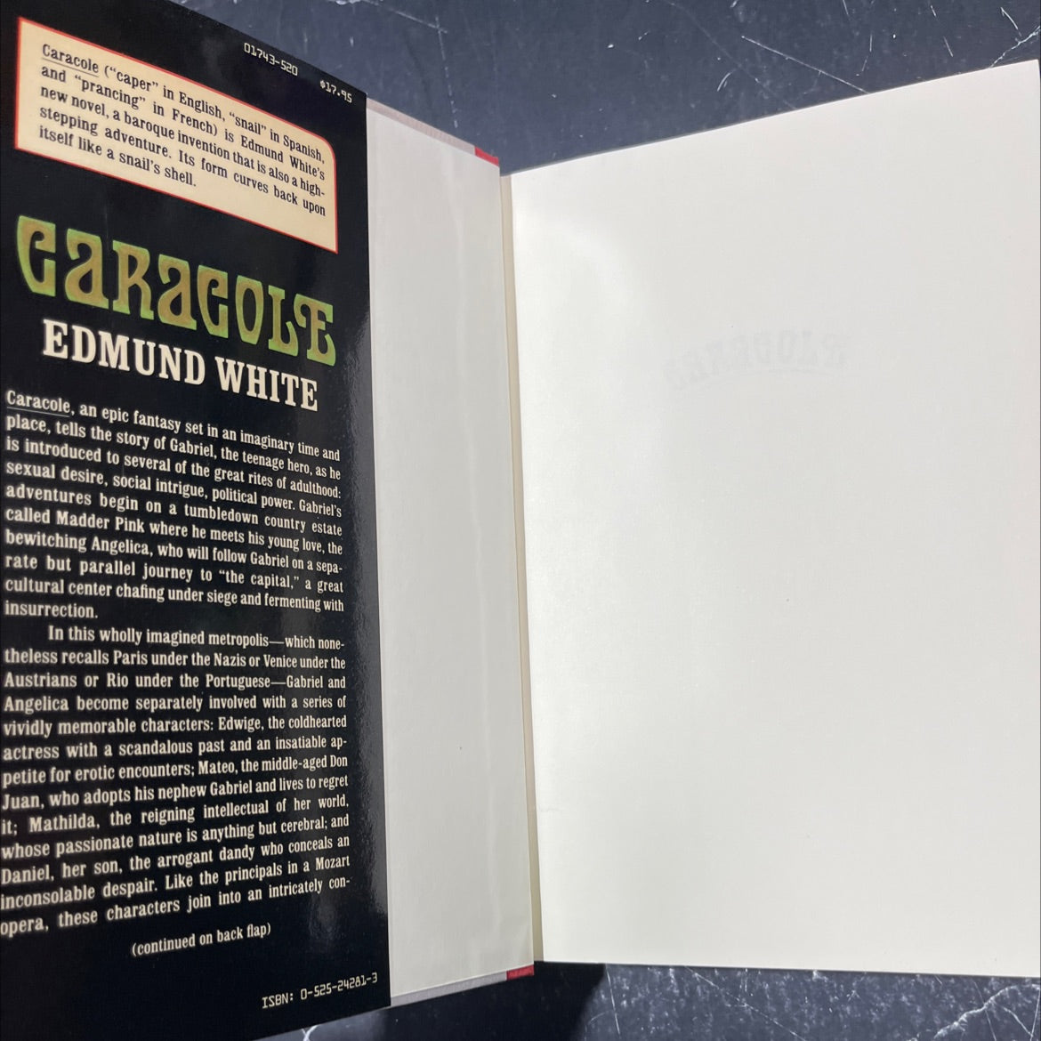 caracole book, by edmund white, 1985 Hardcover image 4